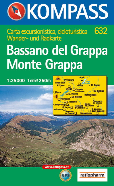 Wandelkaart 632 Bassano del Grappa-Monte Grappa | Kompass |