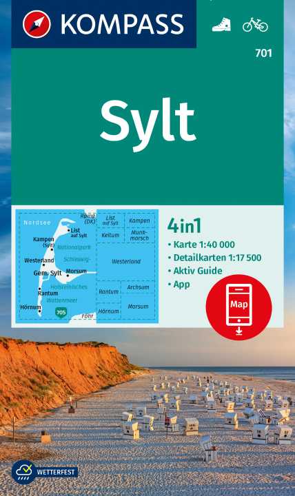 Online bestellen: Wandelkaart 701 Sylt | Kompass