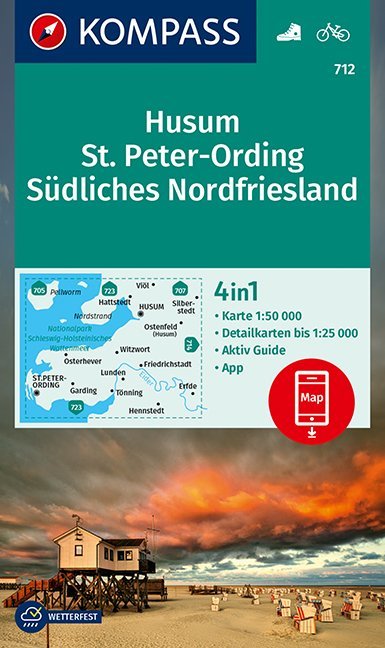 Online bestellen: Wandelkaart 712 Husum - St. Peter-Ording - Südliches Nordfriesland | Kompass