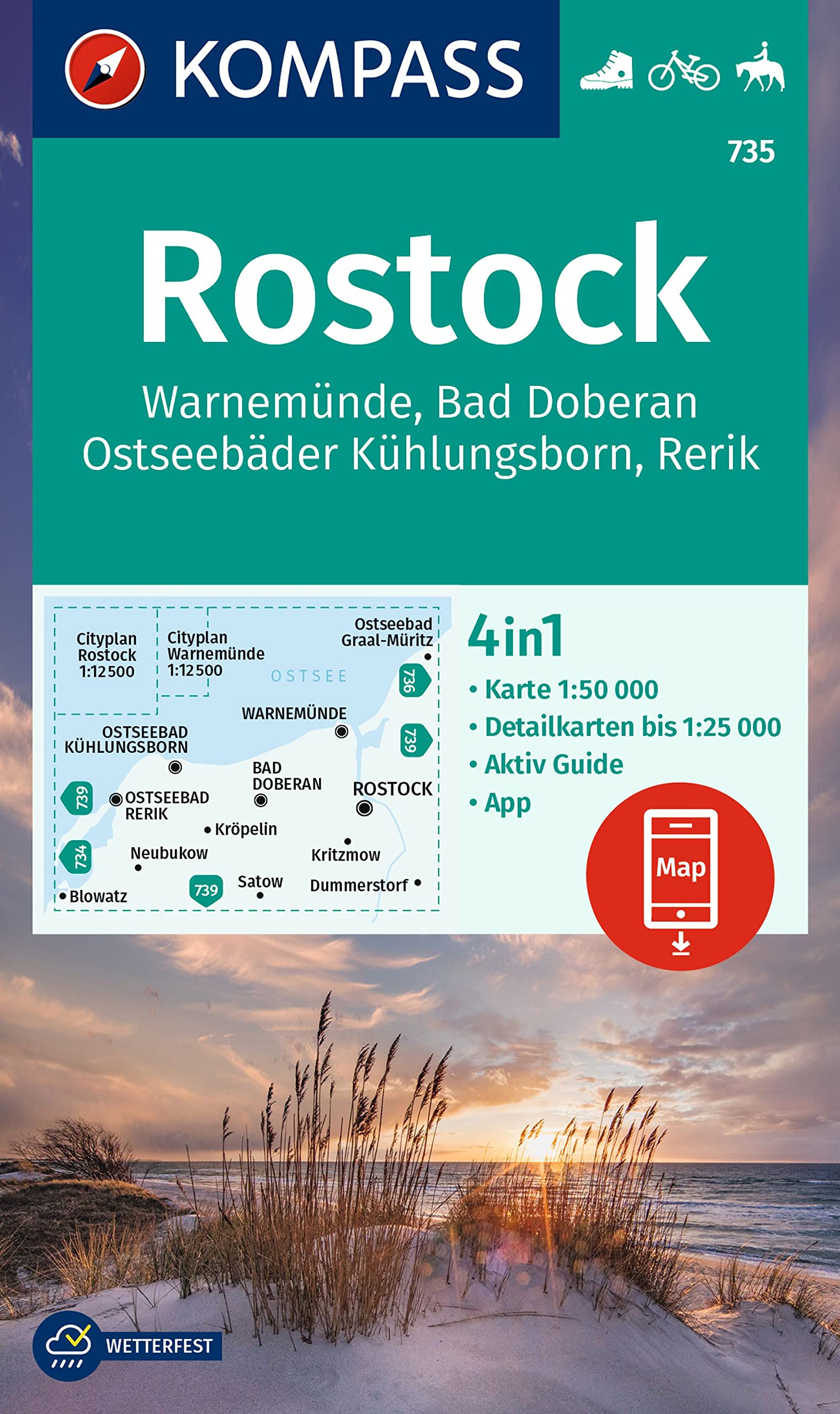 Online bestellen: Wandelkaart 735 Rostock | Kompass