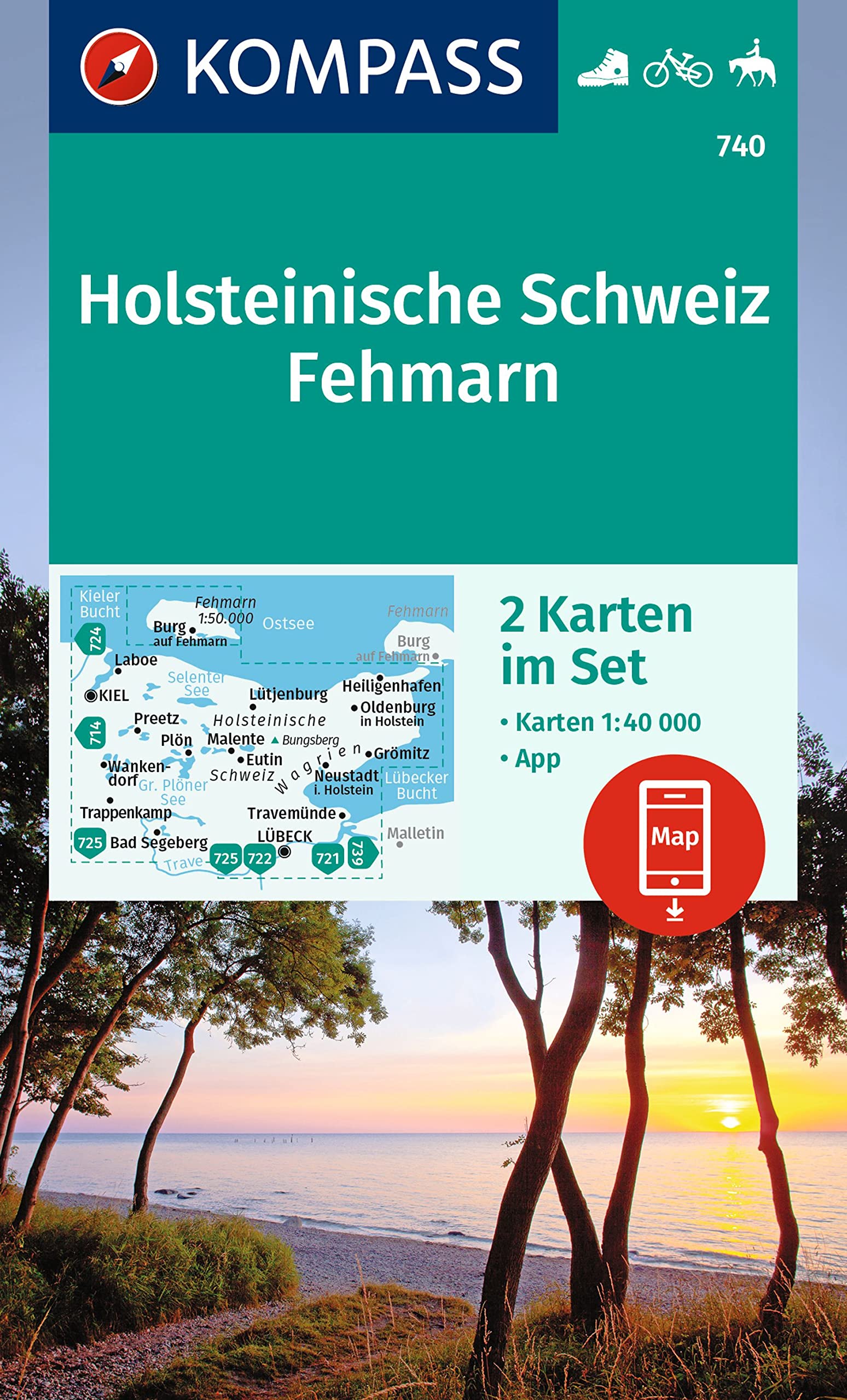 Online bestellen: Wandelkaart 740 Holsteinische Schweiz - Fehmarn | Kompass