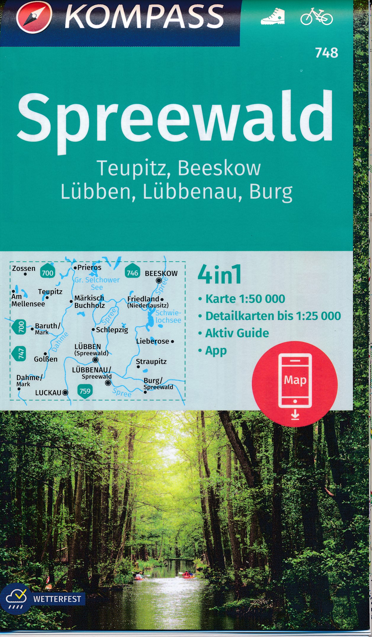 Online bestellen: Wandelkaart 748 Spreewald | Kompass