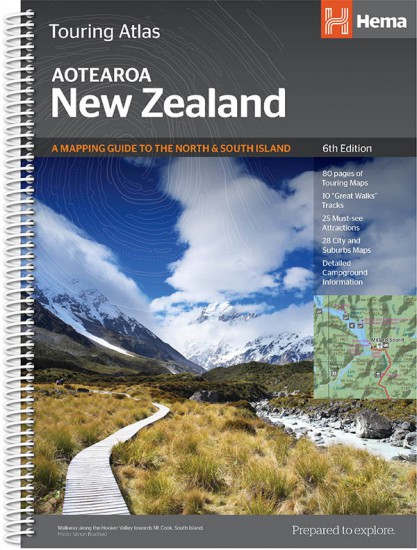Online bestellen: Wegenatlas Touring Atlas New Zealand - roadatlas - Nieuw Zeeland | A4 Ringband | Hema Maps
