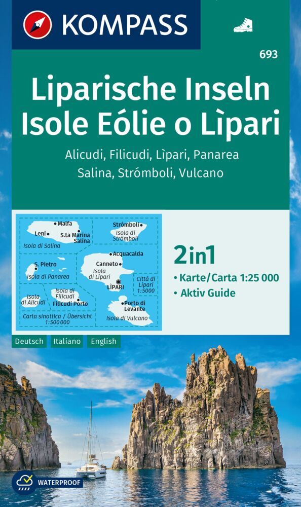 Online bestellen: Wandelkaart 693 Liparische Inseln - Isole Eólie o Lípari | Kompass