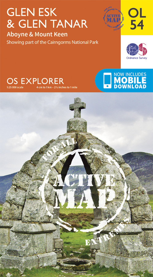 Wandelkaart - Topografische kaart 54 OS Explorer Map | Active Glen Esk