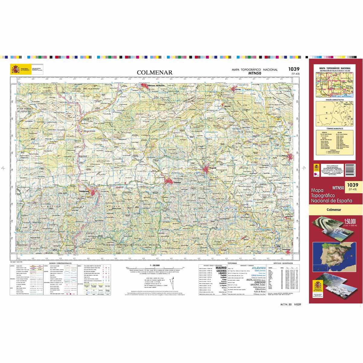 Topografische kaart 1039 MT50 Colmenar | CNIG - Instituto Geográfico N