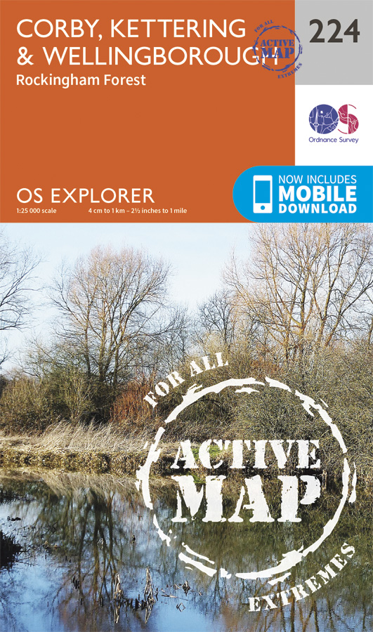 Wandelkaart 224 OS Explorer Map | Active Corby / Kettering / Wellingbo