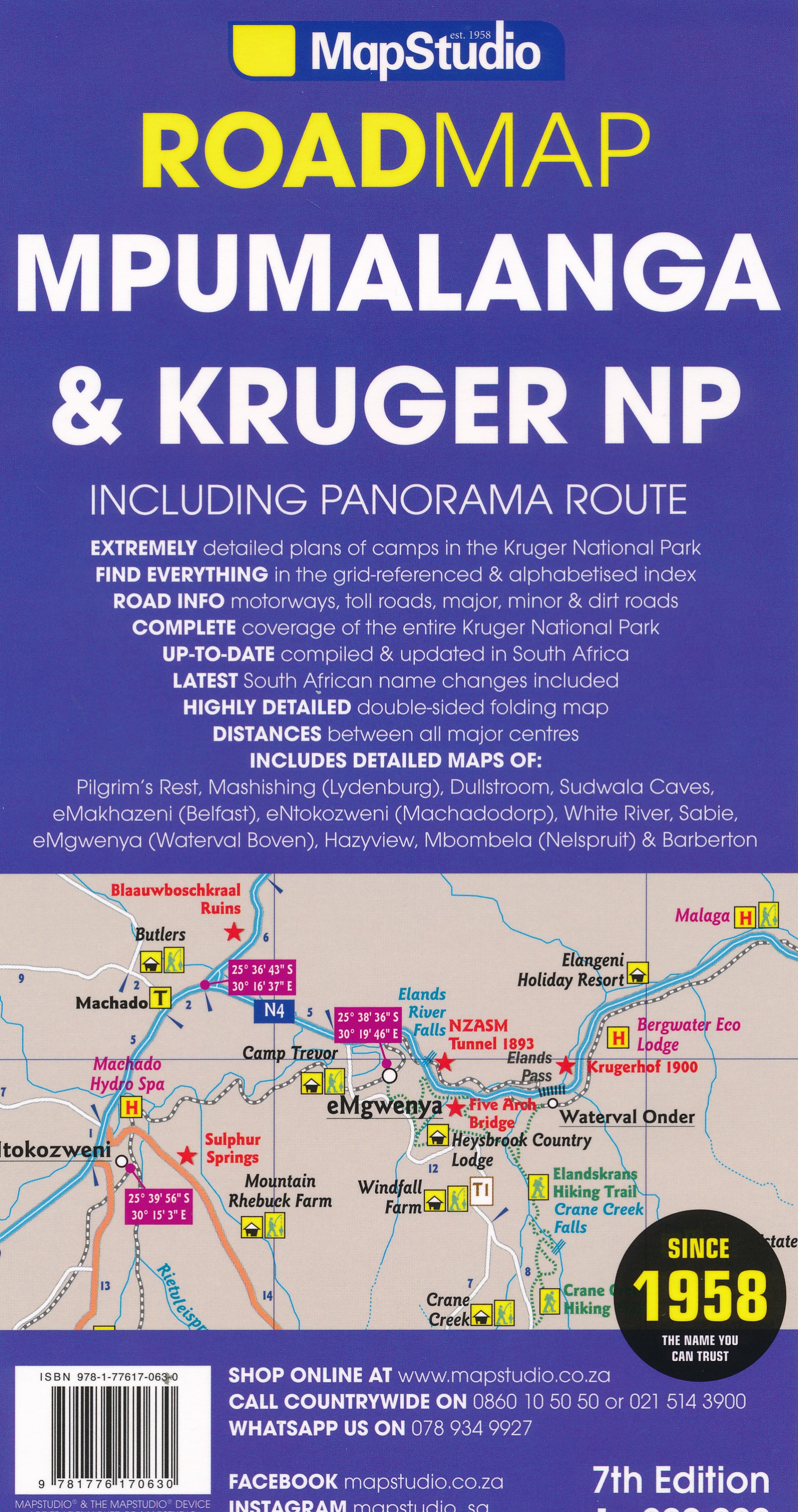 Online bestellen: Wegenkaart - landkaart 04 Mpumalanga, Kruger National Park & Panorama Route | MapStudio