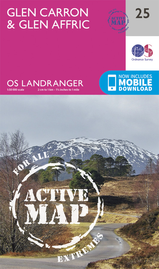 Wandelkaart 25 Landranger Active Glen Carron / Glen Affric | Ordnance