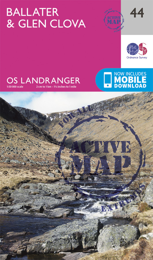 Wandelkaart 44 Landranger Active Ballater / Glen Clova | Ordnance Surv