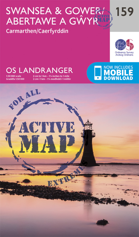 Wandelkaart - Topografische kaart 159 Landranger Active Swansea / Gowe