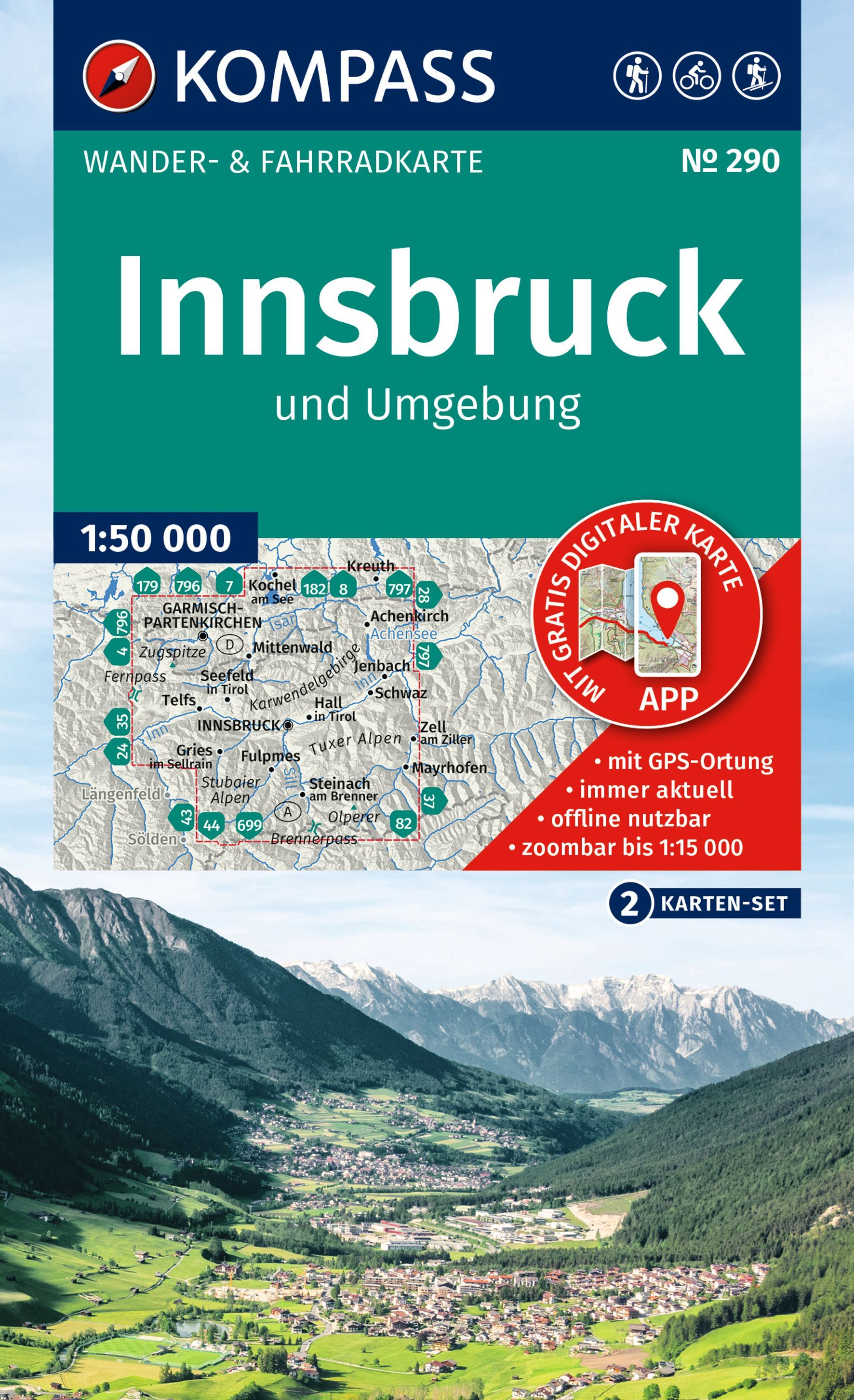 Wandelkaart 290 Innsbruck | Kompass