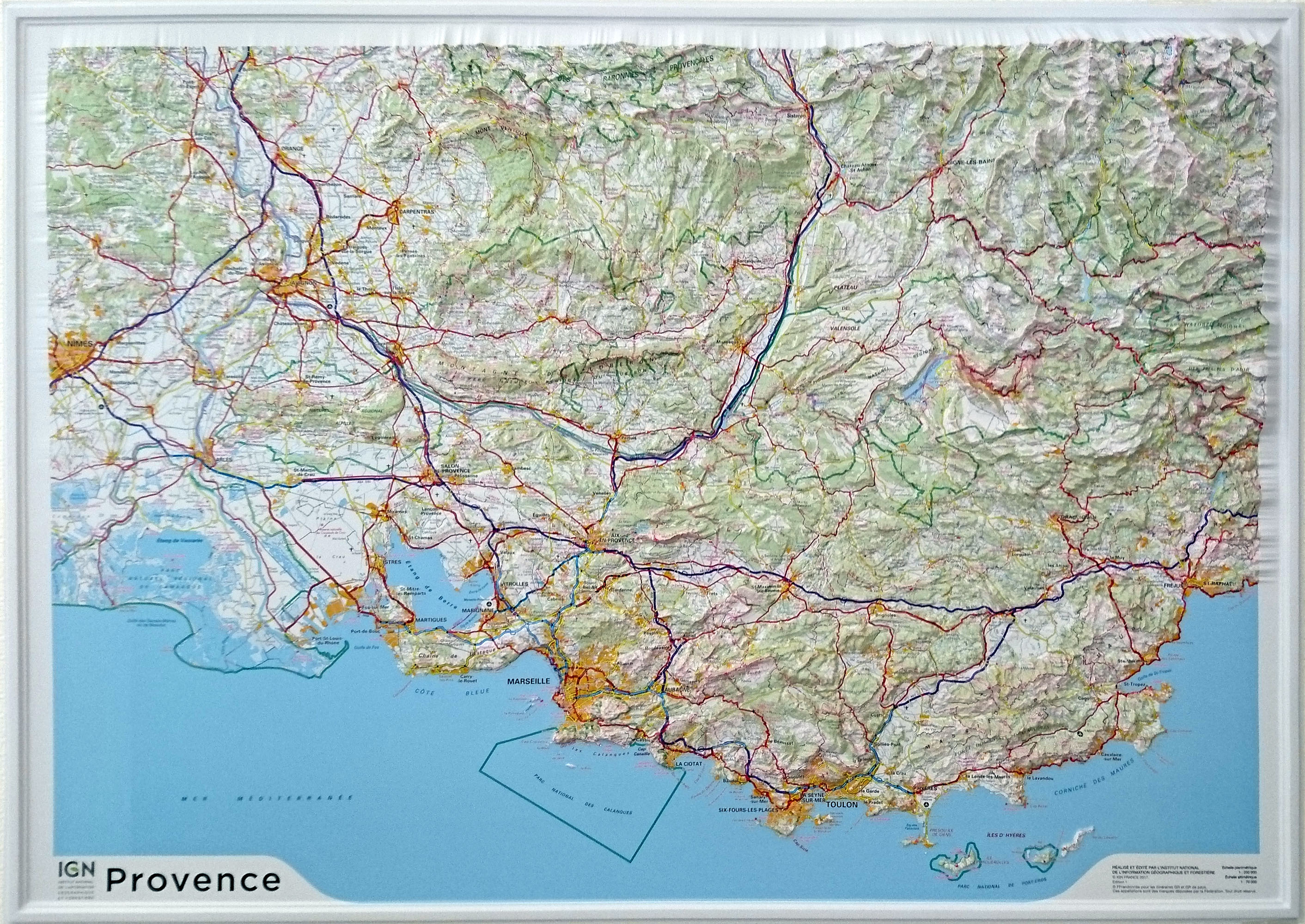 Reliëfkaart 60202 Provence met voelbaar 3D reliëf | 113 x 80 cm | IGN