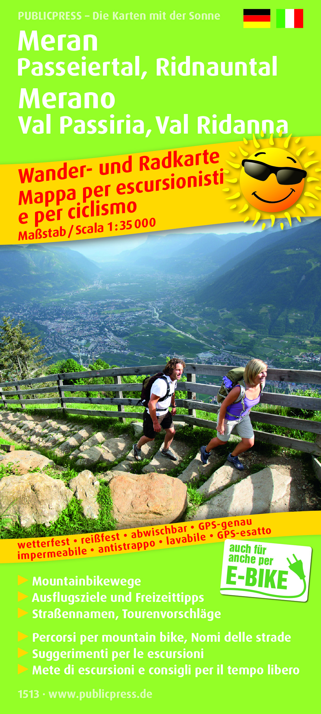 Fietskaart - Wandelkaart 1513 Meran / Passeiertal / Ridnauntal | Publi