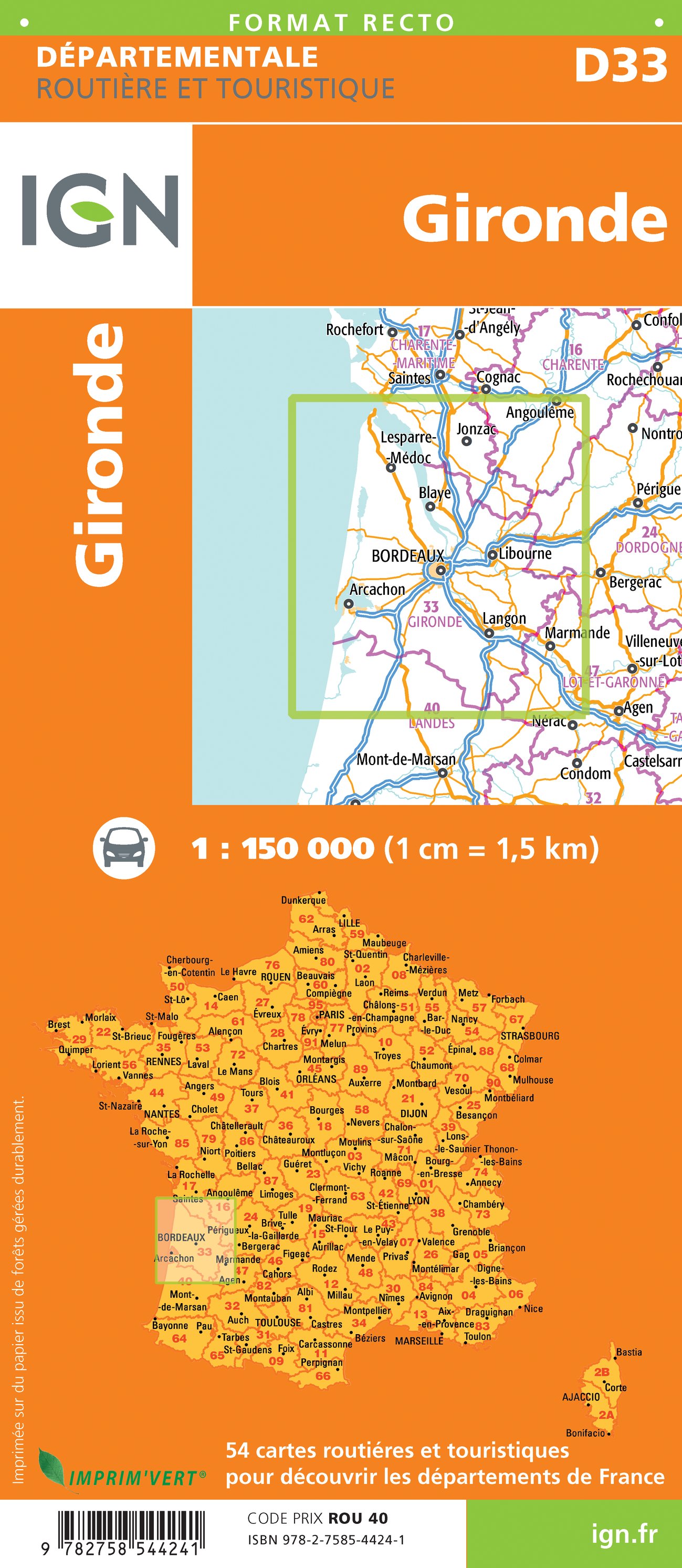 Wegenkaart - landkaart 721326 Gironde | IGN - Institut Géographique ...