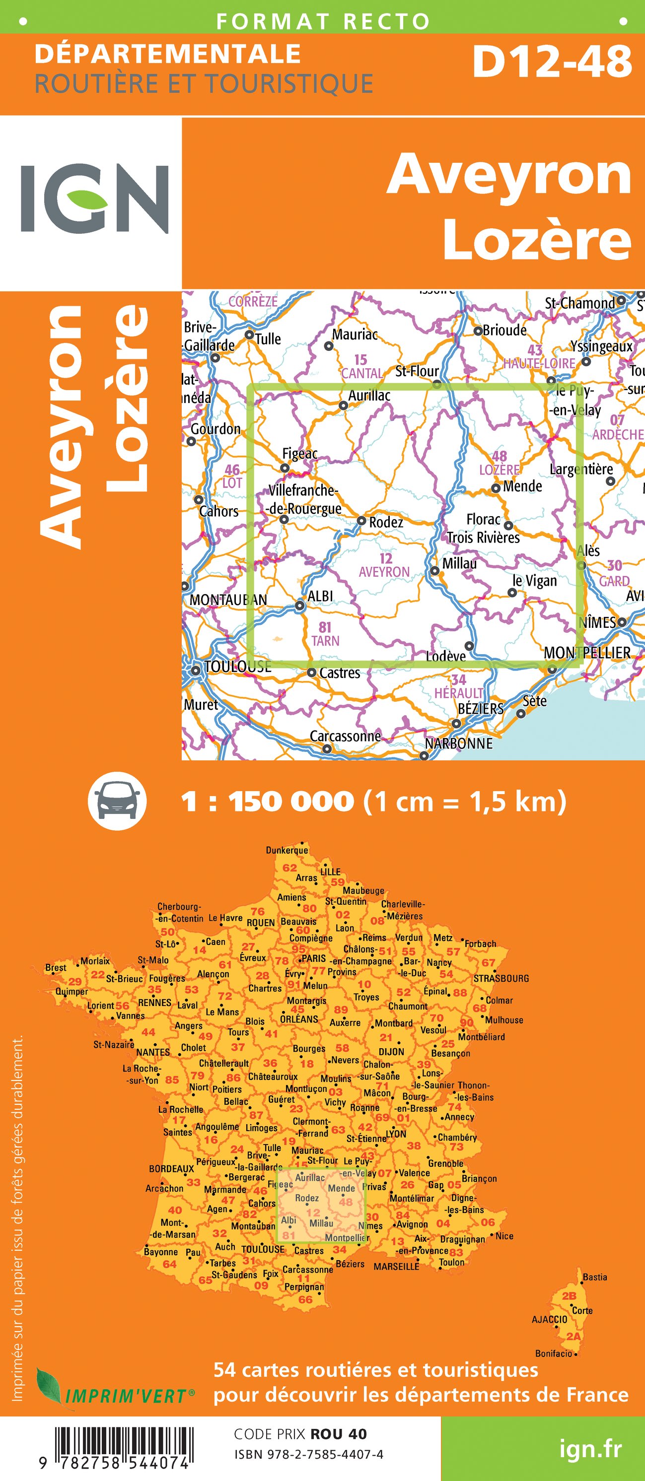 Wegenkaart - landkaart 721309 Aveyron - Lozère | IGN - Institut ...