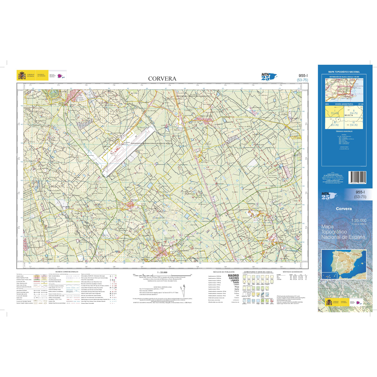 Topografische kaart 955-I Corvera | CNIG - Instituto Geográfico Nacion