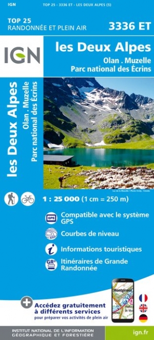 Online bestellen: Wandelkaart - Topografische kaart 3336ET Les Deux Alpes | IGN - Institut Géographique National
