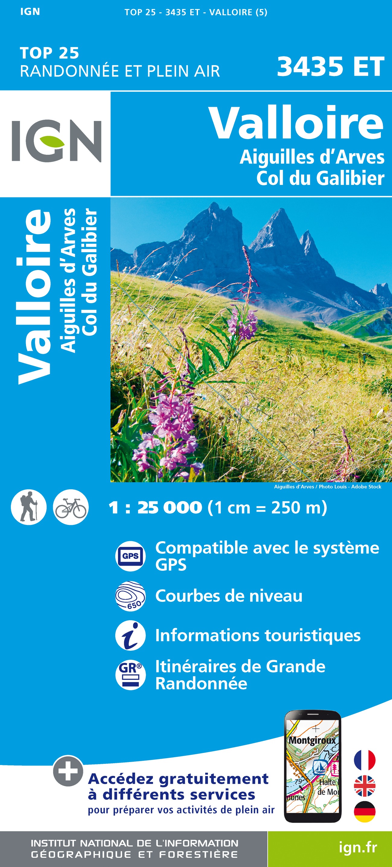 Online bestellen: Wandelkaart - Topografische kaart 3435ET Valloire | IGN - Institut Géographique National