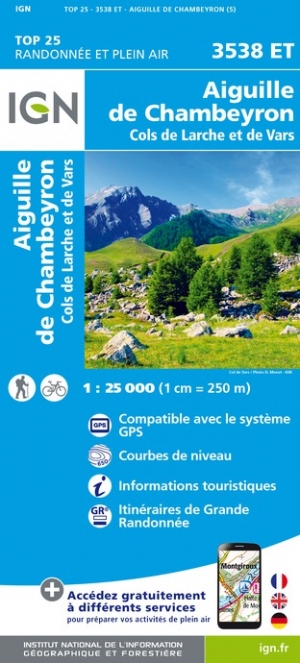 Online bestellen: Wandelkaart - Topografische kaart 3538ET Aiguille de Chamberyron | IGN - Institut Géographique National