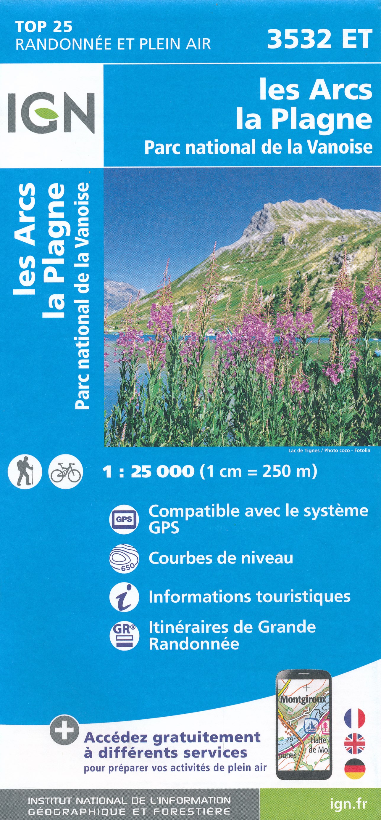 Online bestellen: Wandelkaart - Topografische kaart 3532ET les Arcs - la Plagne | IGN - Institut Géographique National