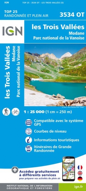 Online bestellen: Wandelkaart - Topografische kaart 3534OT Les Trois Vallées | IGN - Institut Géographique National