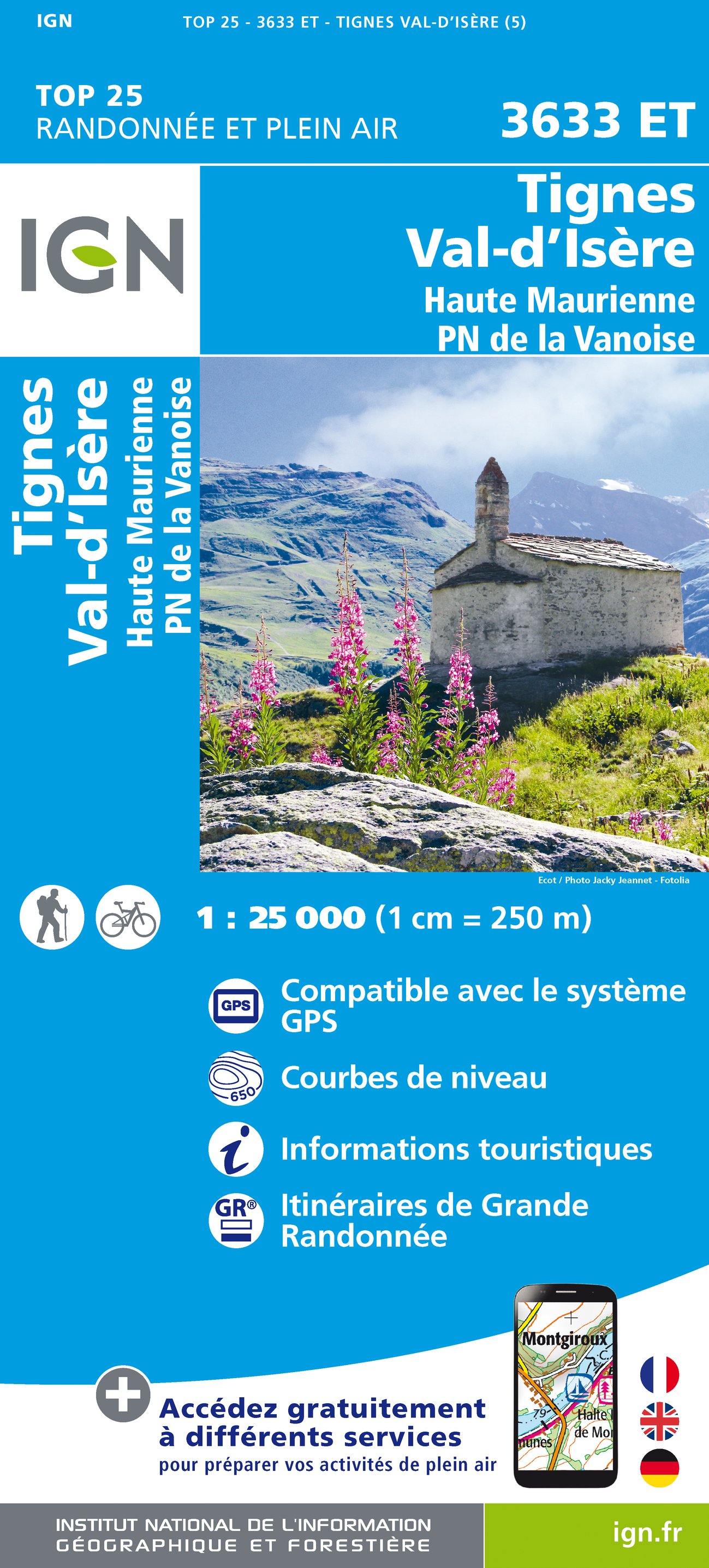 Online bestellen: Wandelkaart - Topografische kaart 3633ET Tignes - Val d'Isère | IGN - Institut Géographique National
