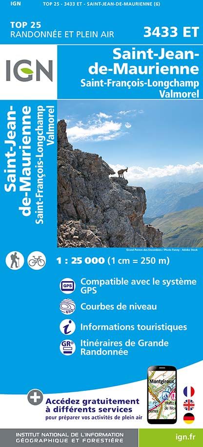 Online bestellen: Wandelkaart - Topografische kaart 3433ET Saint-Jean-de-Maurienne | IGN - Institut Géographique National