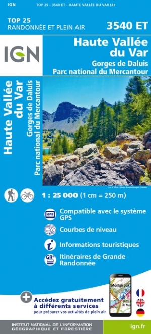 Online bestellen: Wandelkaart - Topografische kaart 3540ET Haute Vallée du Var | IGN - Institut Géographique National