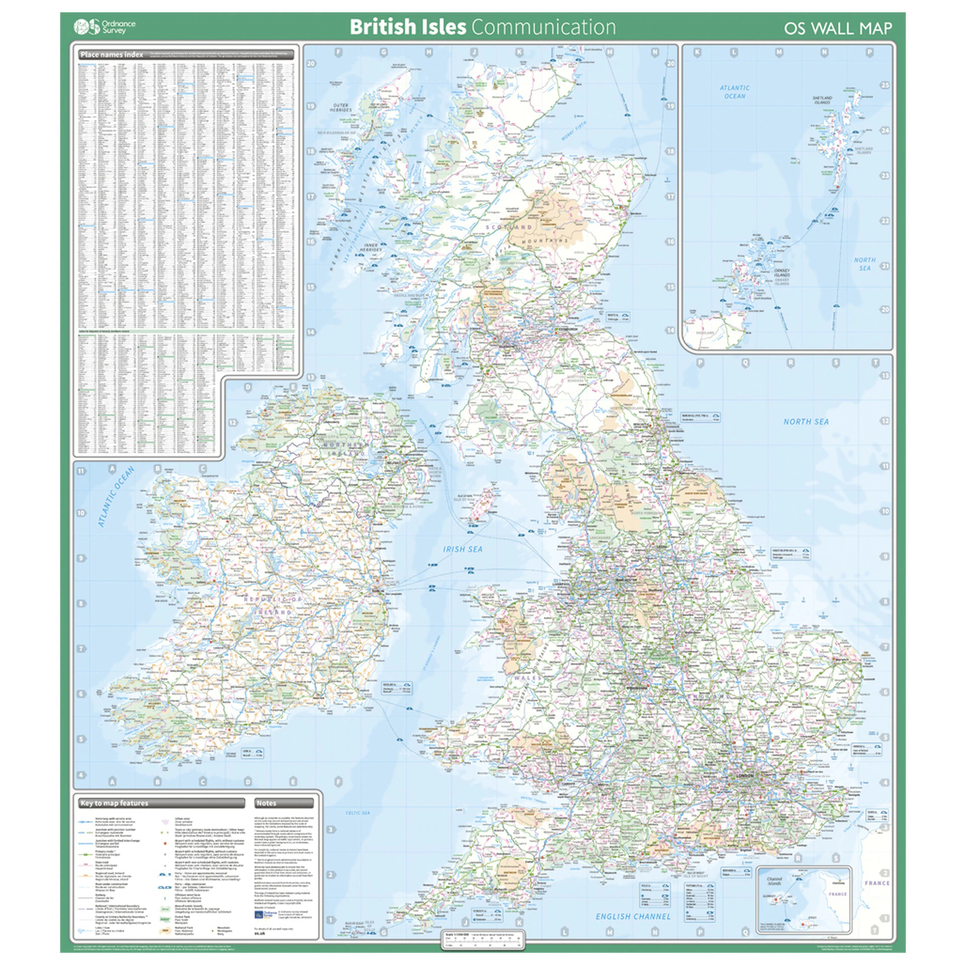 Wandkaart British Isles Communicati…