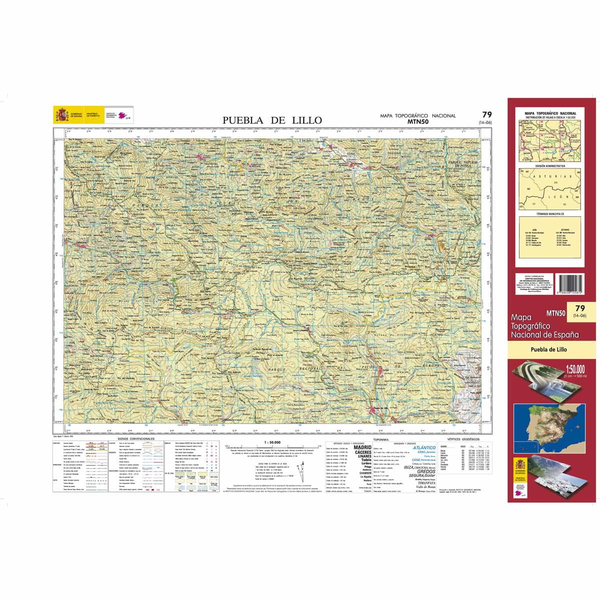 Topografische kaart 79 MT50 Puebla de Lillo | CNIG - Instituto Geográf