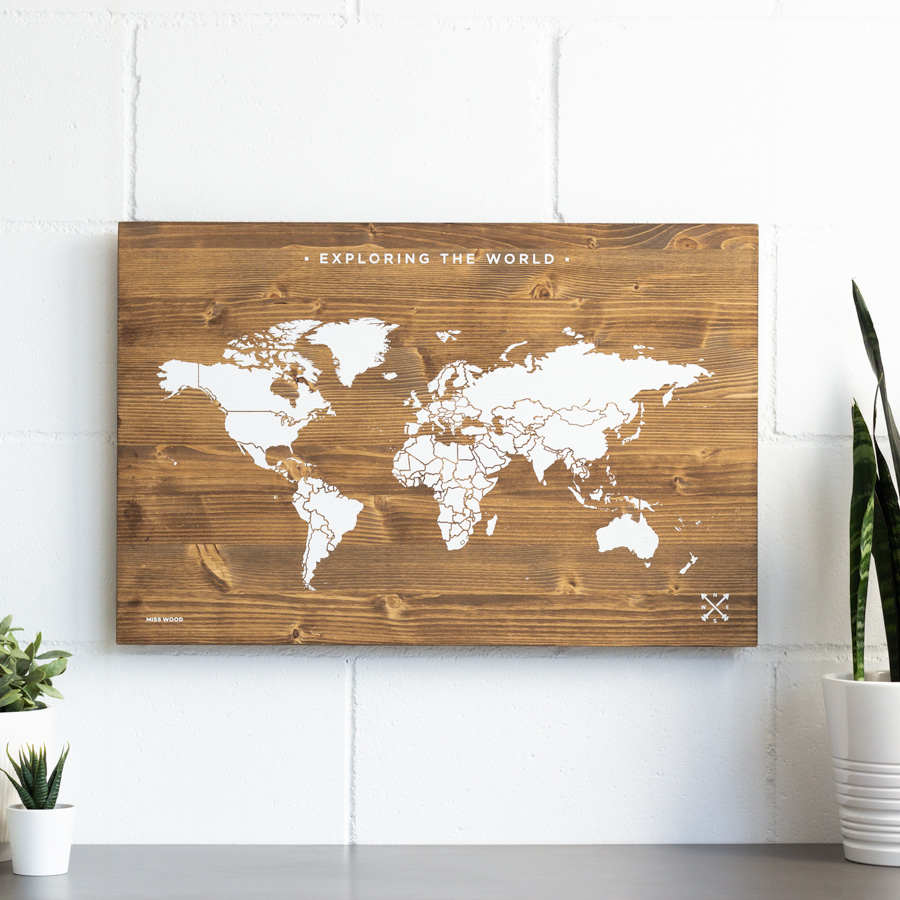Wereldkaart van hout Woody Map | 60…