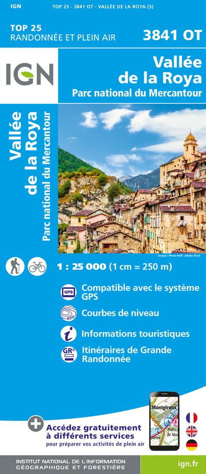 Online bestellen: Wandelkaart - Topografische kaart 3841OT Vallée de la Roya | IGN - Institut Géographique National