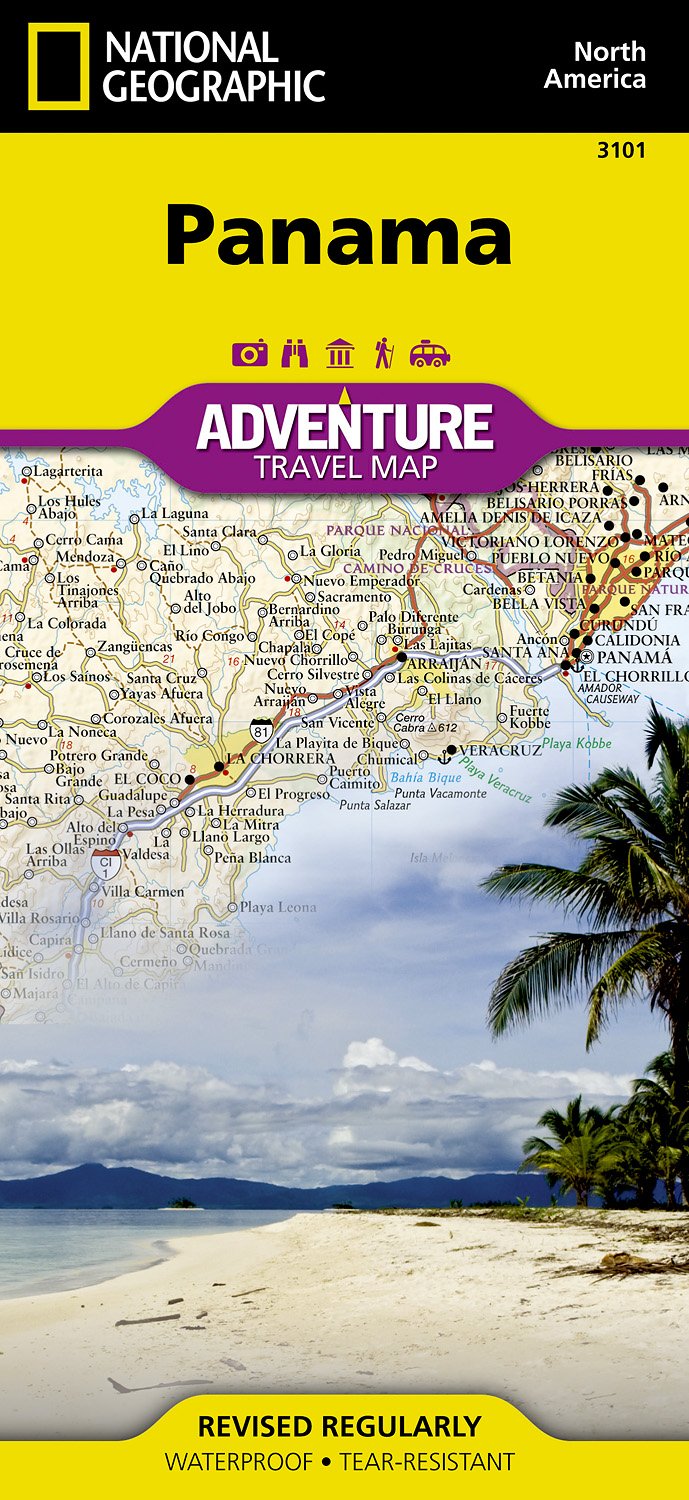 Online bestellen: Wegenkaart - landkaart 3101 Adventure Map Panama | National Geographic
