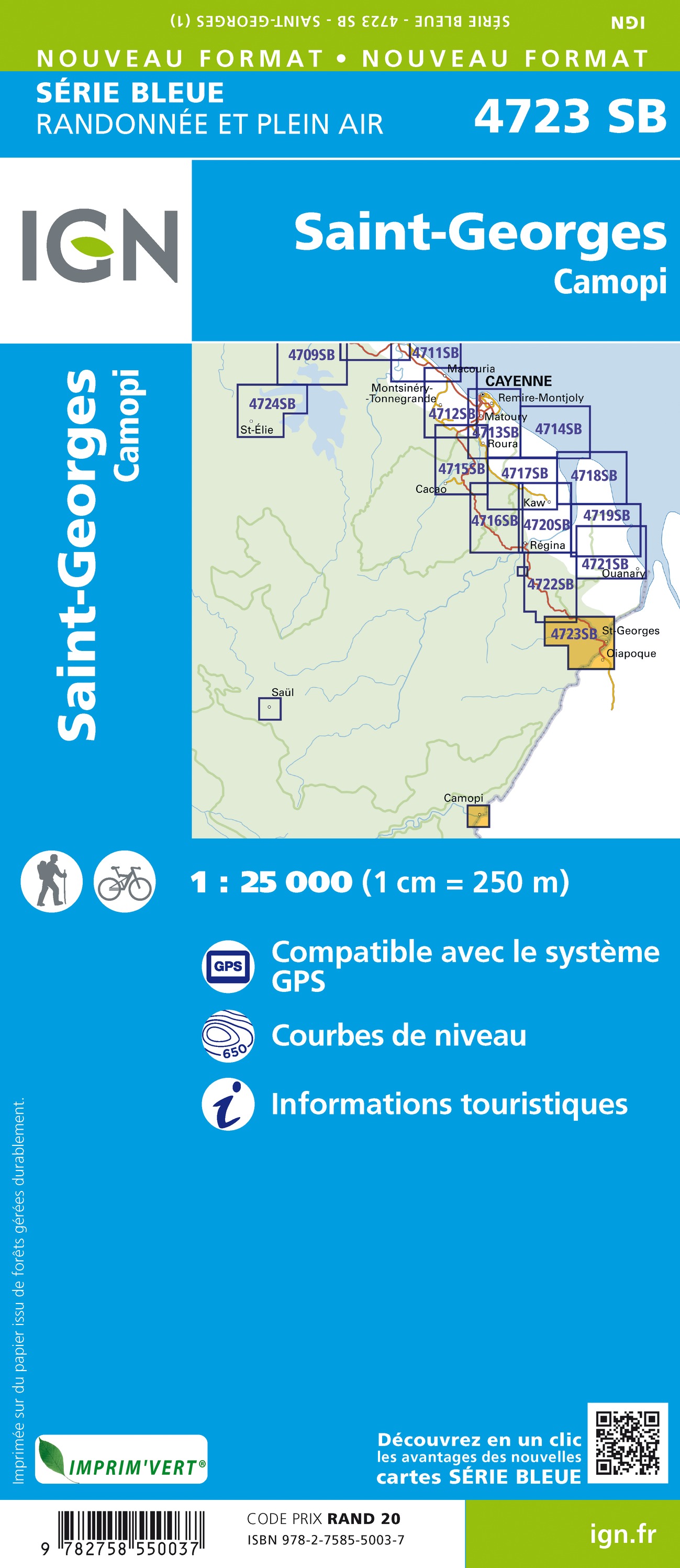 Wandelkaart 4723 SB - Serie Bleue Saint-Georges - Ouanary - Camopi (Gu