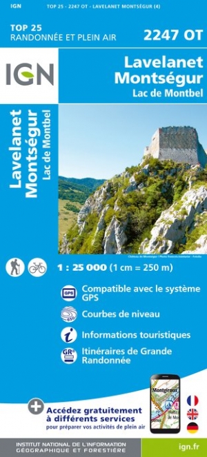 Online bestellen: Wandelkaart - Topografische kaart 2247OT Lavelanet, Chalabre, Montségur, Laroque-d'Olmes | IGN - Institut Géographique National