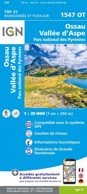 Online bestellen: Wandelkaart - Topografische kaart 1547OT Ossau - Vallée D'Aspe | IGN - Institut Géographique National