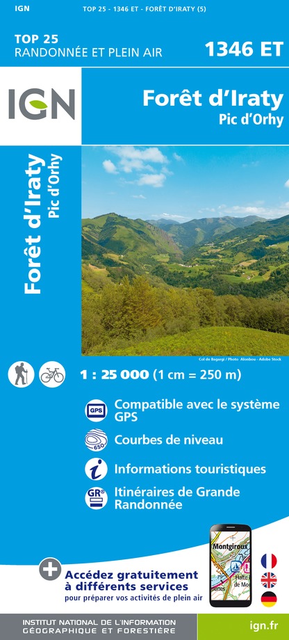 Online bestellen: Topografische kaart - Wandelkaart 1346ET Forêt d'Iraty - Pic d'Orly | IGN - Institut Géographique National