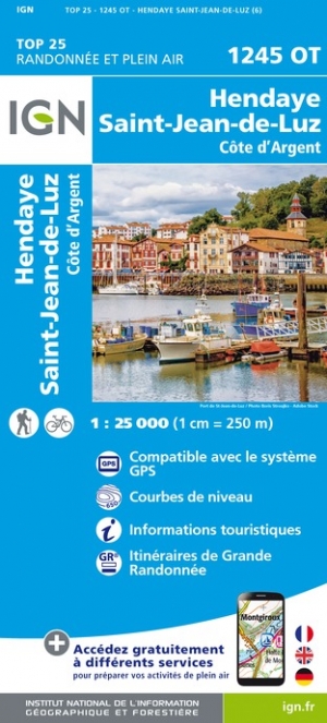 Online bestellen: Wandelkaart - Topografische kaart 1245OT Hendaye - St.Jean de Luz - Cote d'Argent | IGN - Institut Géographique National
