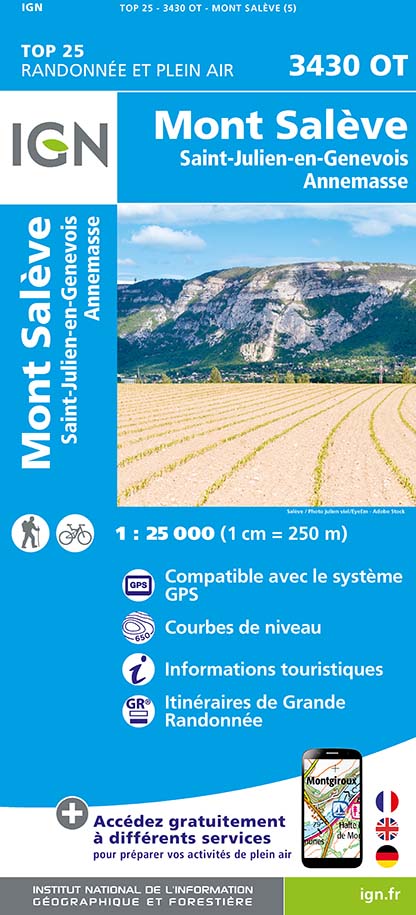 Online bestellen: Wandelkaart - Topografische kaart 3430OT Mont Salève | IGN - Institut Géographique National