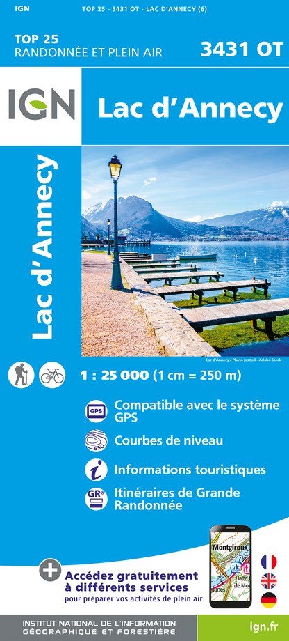 Online bestellen: Wandelkaart - Topografische kaart 3431OT Lac d'Annecy | IGN - Institut Géographique National