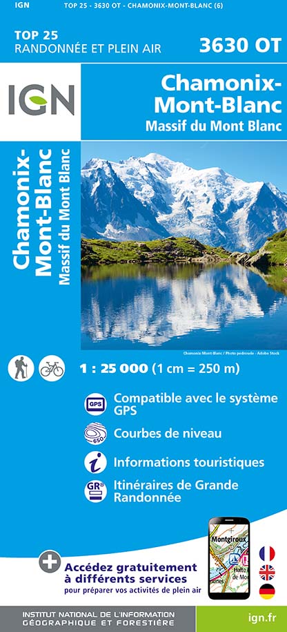 Online bestellen: Wandelkaart - Topografische kaart 3630OT Chamonix-Mont-Blanc | IGN - Institut Géographique National