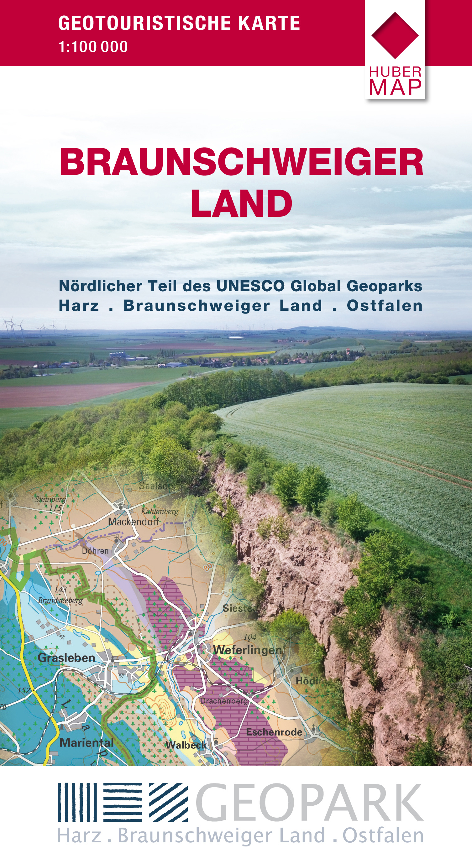 Wegenkaart - landkaart Braunschweiger Land UNESCO Global Geopark Harz