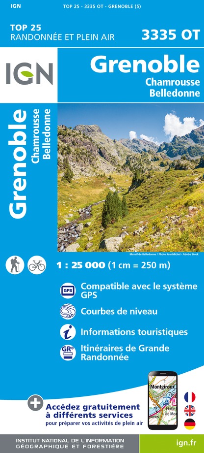 Online bestellen: Wandelkaart - Topografische kaart 3335OT Grenoble | IGN - Institut Géographique National