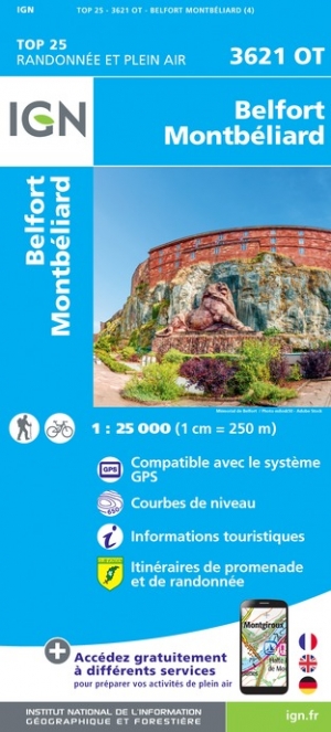 Online bestellen: Wandelkaart - Topografische kaart 3621OT Belfort - Montbeliard | IGN - Institut Géographique National