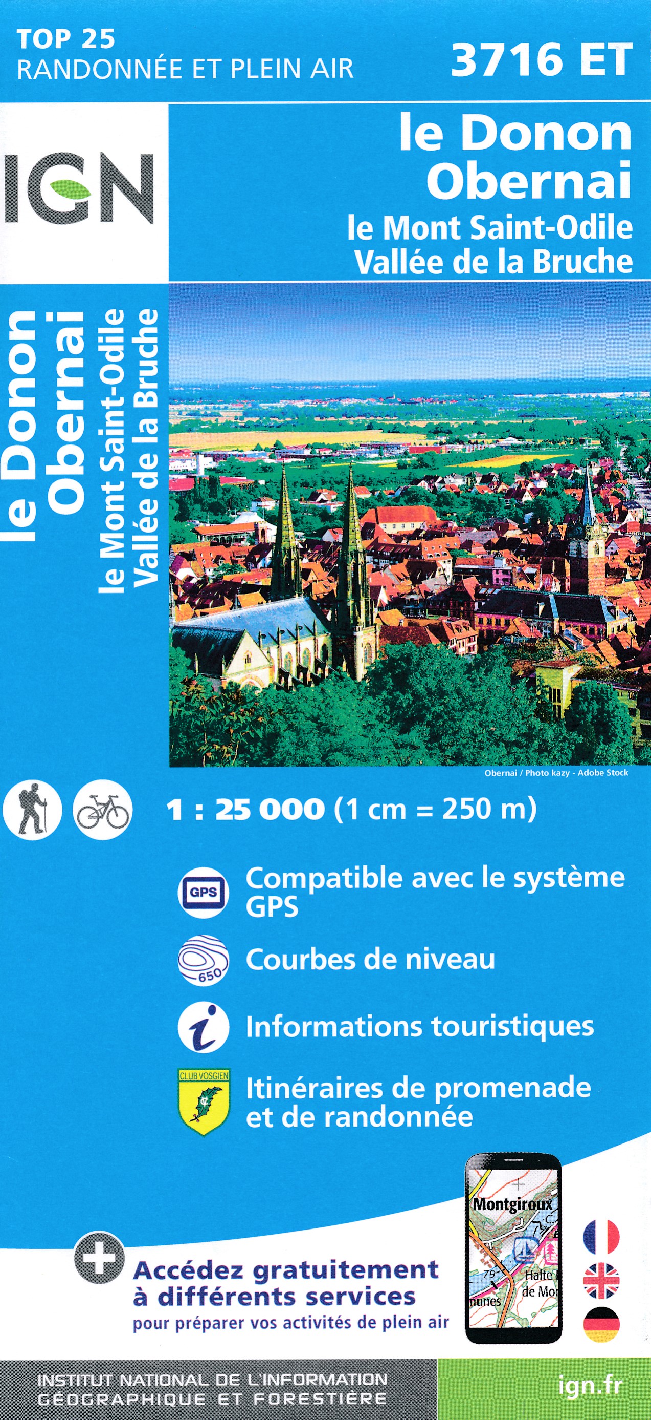 Online bestellen: Wandelkaart - Topografische kaart 3716ET le Donon, Obernai, Mont Ste-Odile | IGN - Institut Géographique National