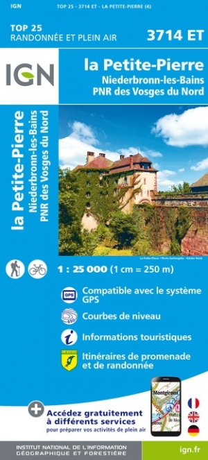 Online bestellen: Wandelkaart - Topografische kaart 3714ET la Petite Pierre - Petite Pierre, Niederbronn-les-Bains, PNR Vosges du Nord | IGN - Institut Géographique National