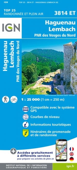Online bestellen: Wandelkaart - Topografische kaart 3814ET Hagenau - Lembach - PNR des Vosges du Nord | IGN - Institut Géographique National