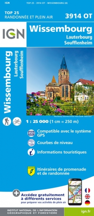 Online bestellen: Wandelkaart - Topografische kaart 3914OT Wissembourg | IGN - Institut Géographique National