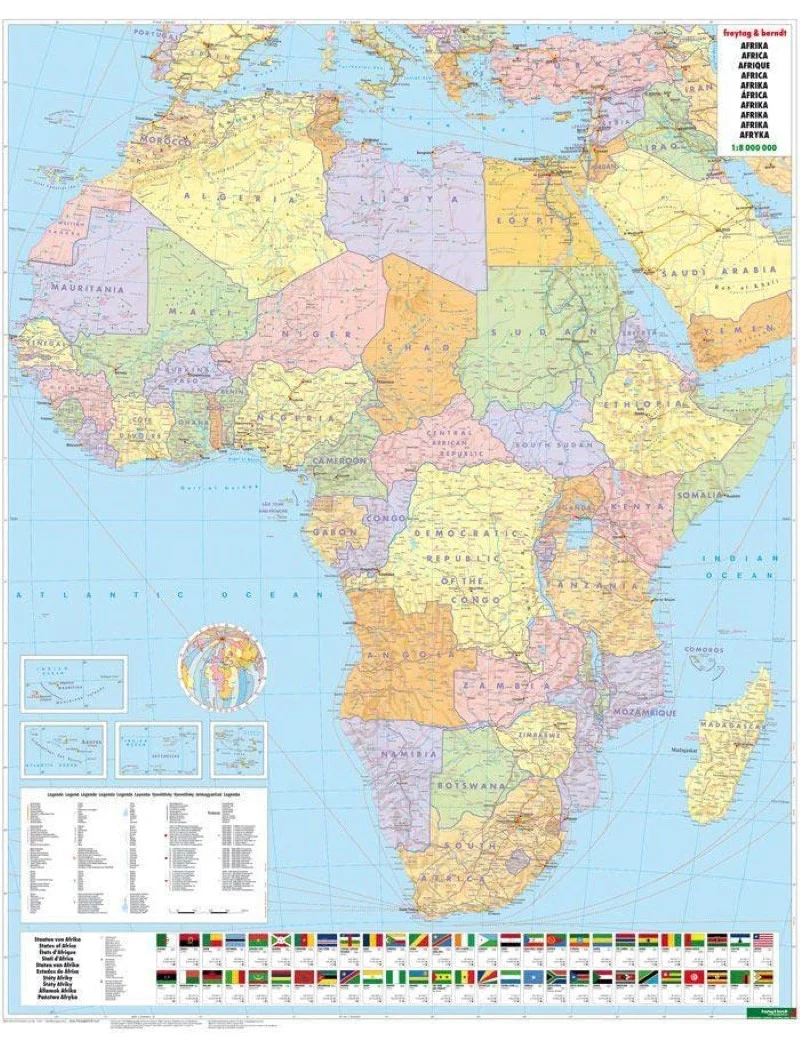 Wandkaart Africa Political | 99 x 124 cm | Freytag & Berndt